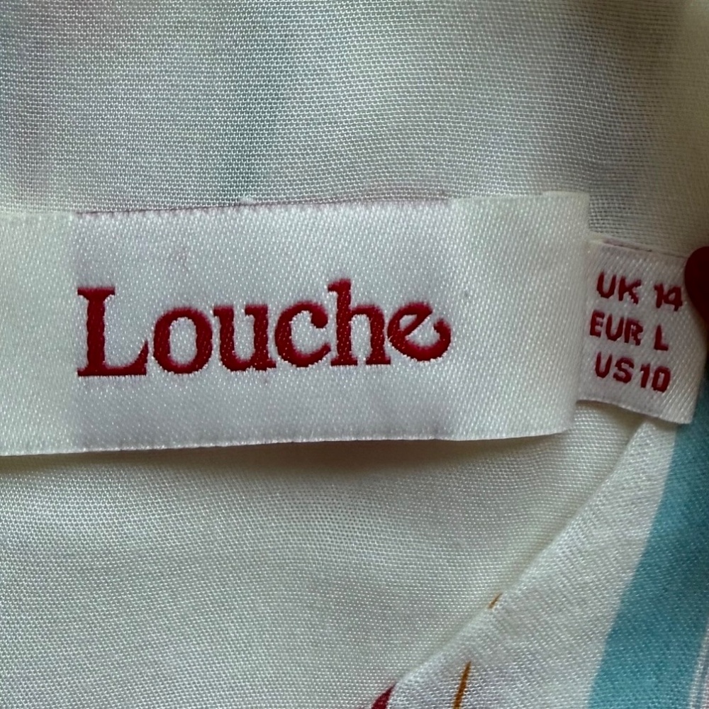 Louche Abstract Brush 100% Cotton Sleeveless‎ Dress Sz 10 - Picture 7 of 8